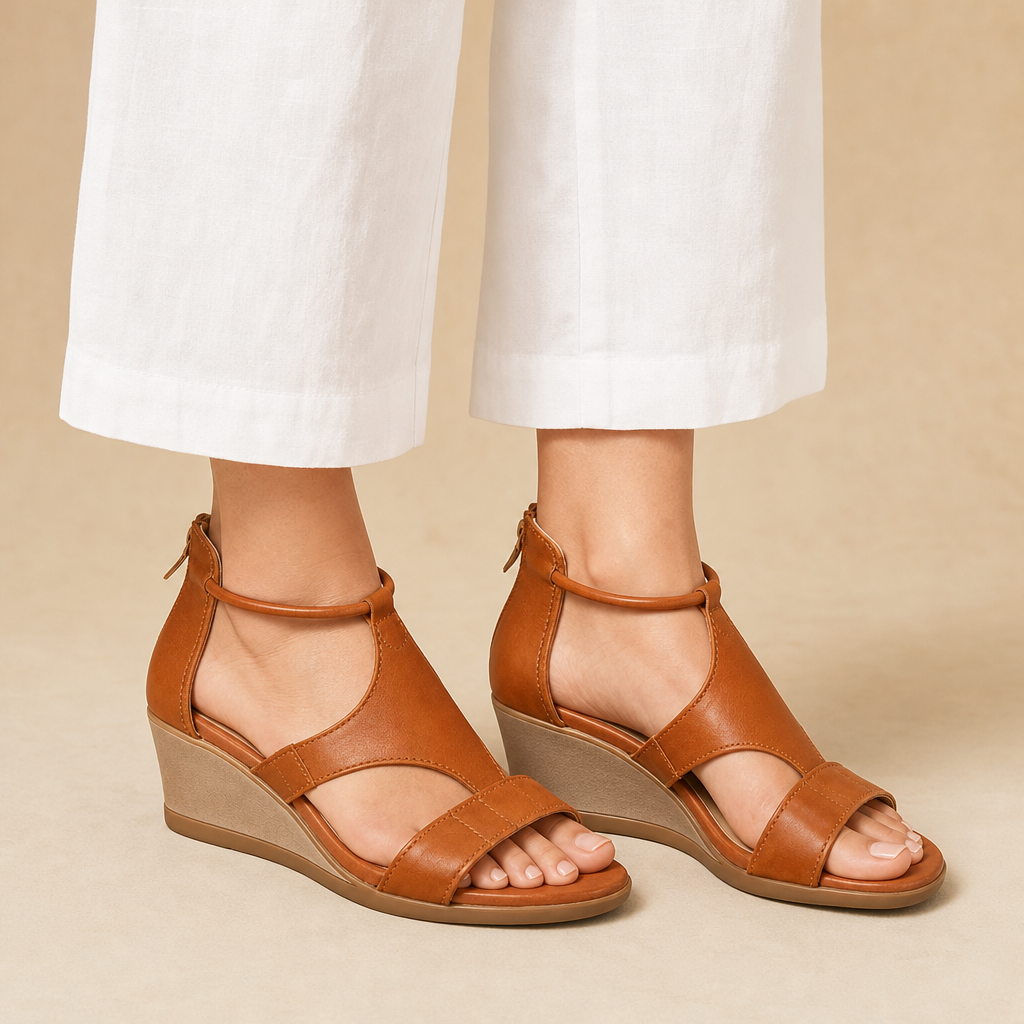 June Open-Toe Wedge Sandals