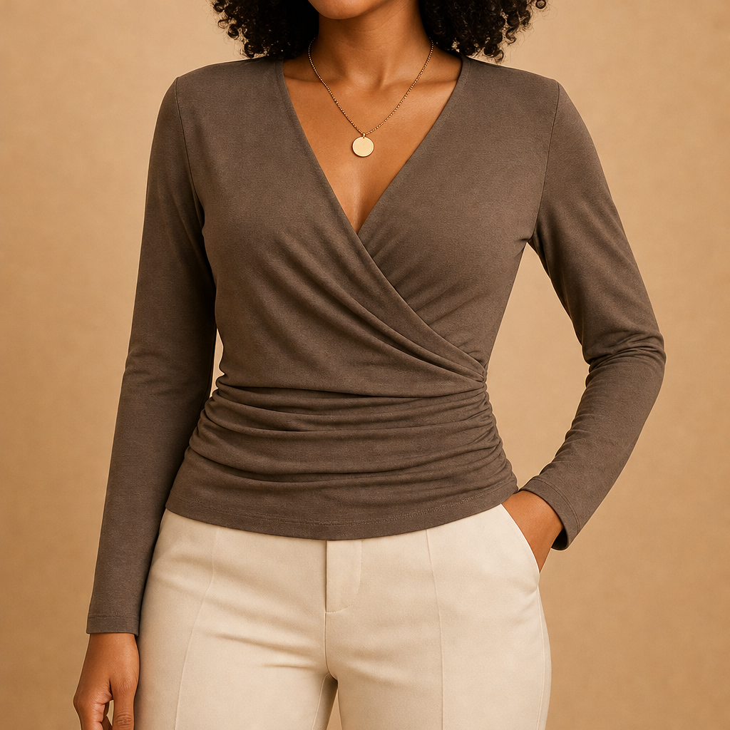 Lorna Ruched V-Neck Blouse
