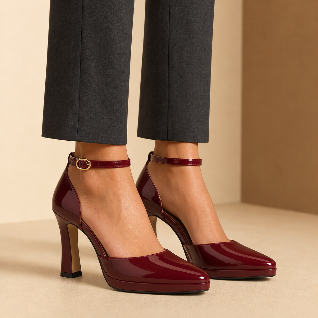 Simone Pointed Ankle Strap Heels