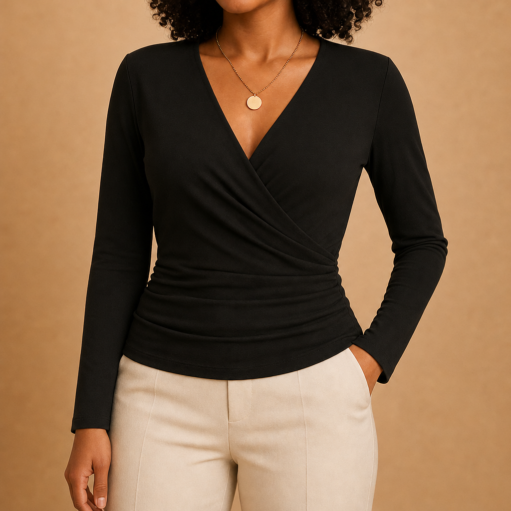 Lorna Ruched V-Neck Blouse
