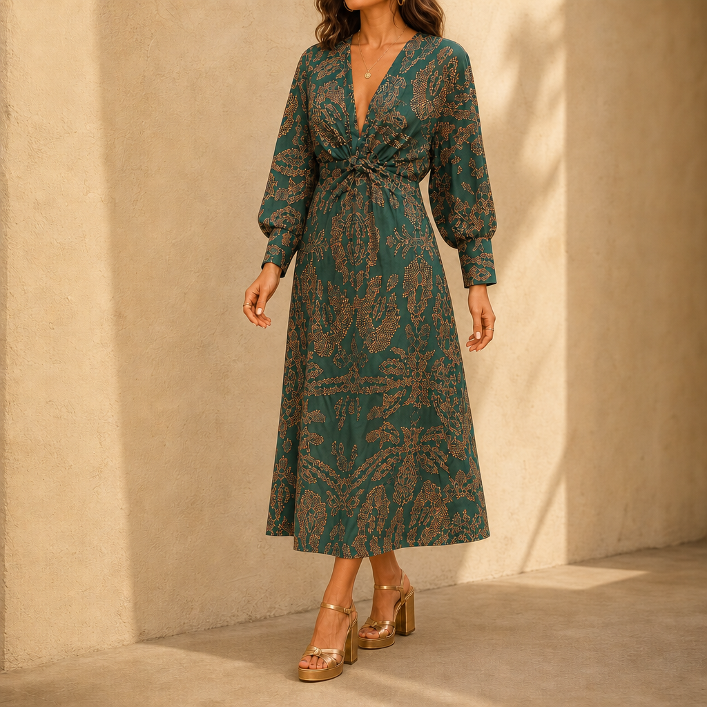 Gloria Twist-Front Midi Dress
