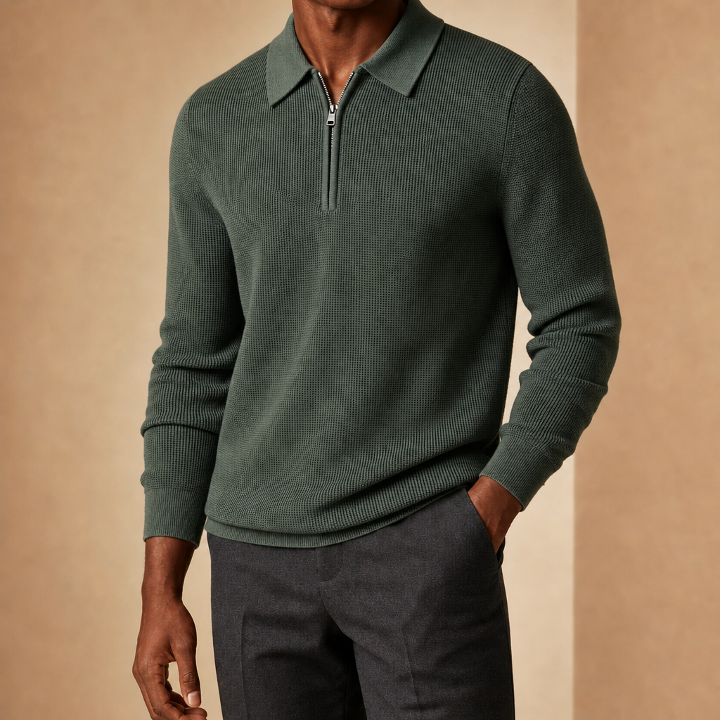 Byron Waffle Knit Quarter-Zip Sweater