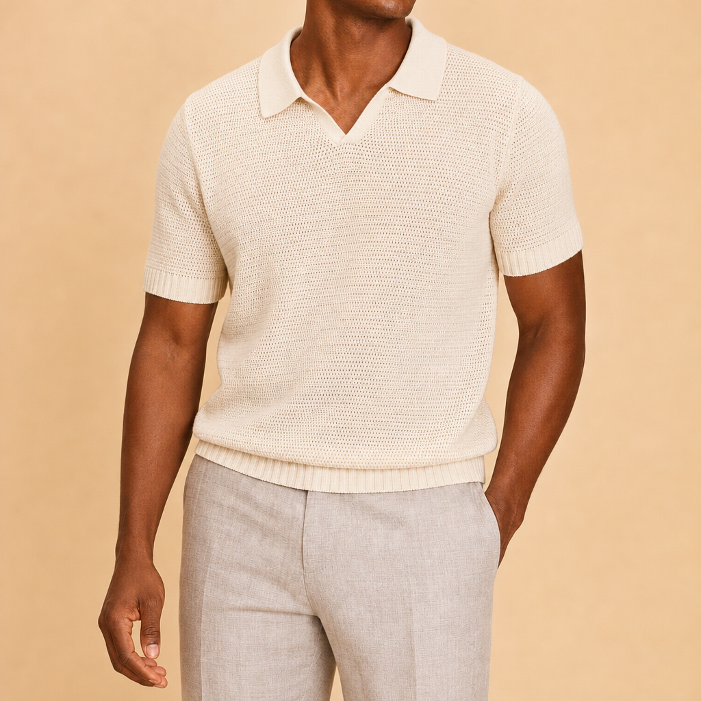 Vance Open-Knit Polo Shirt