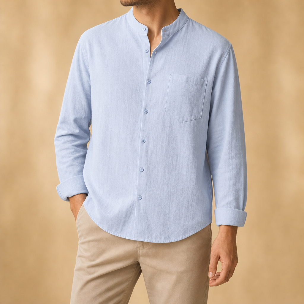 Lyle Band Collar Linen Shirt
