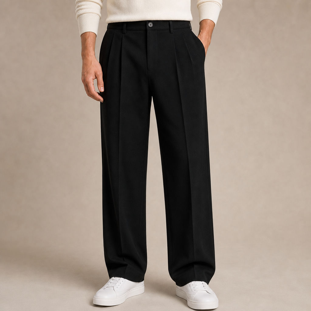 Thaddeus Pleated Straight-Leg Trousers
