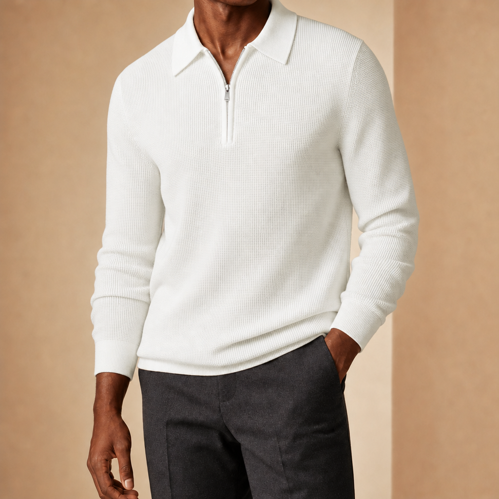 Byron Waffle Knit Quarter-Zip Sweater