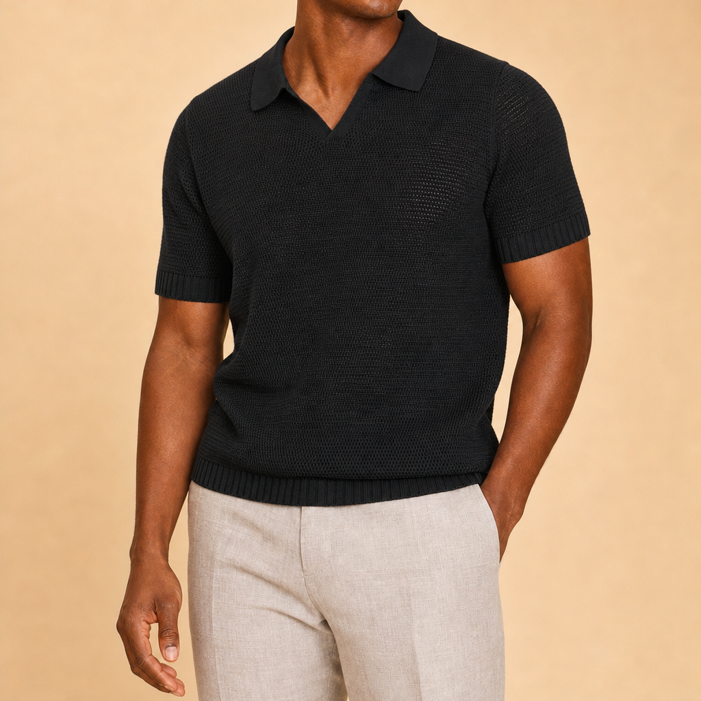 Vance Open-Knit Polo Shirt