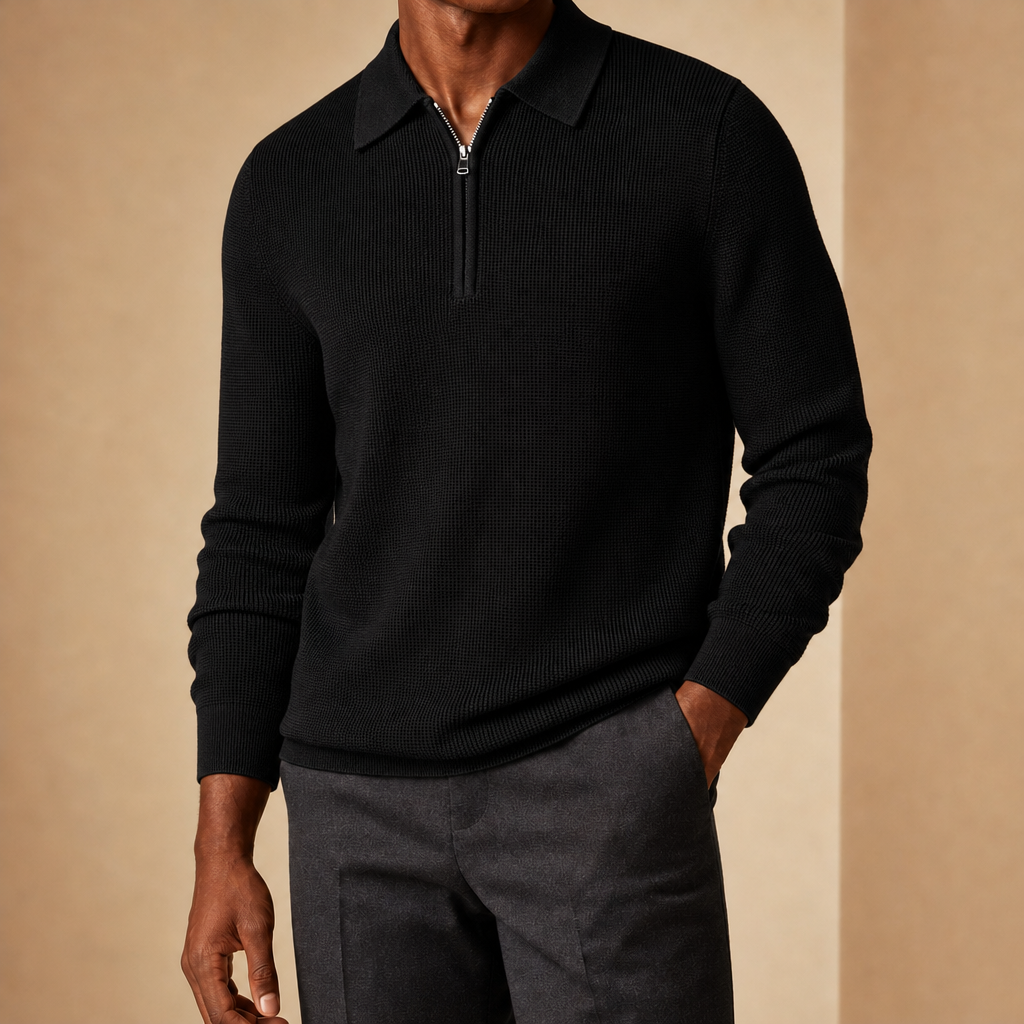 Byron Waffle Knit Quarter-Zip Sweater