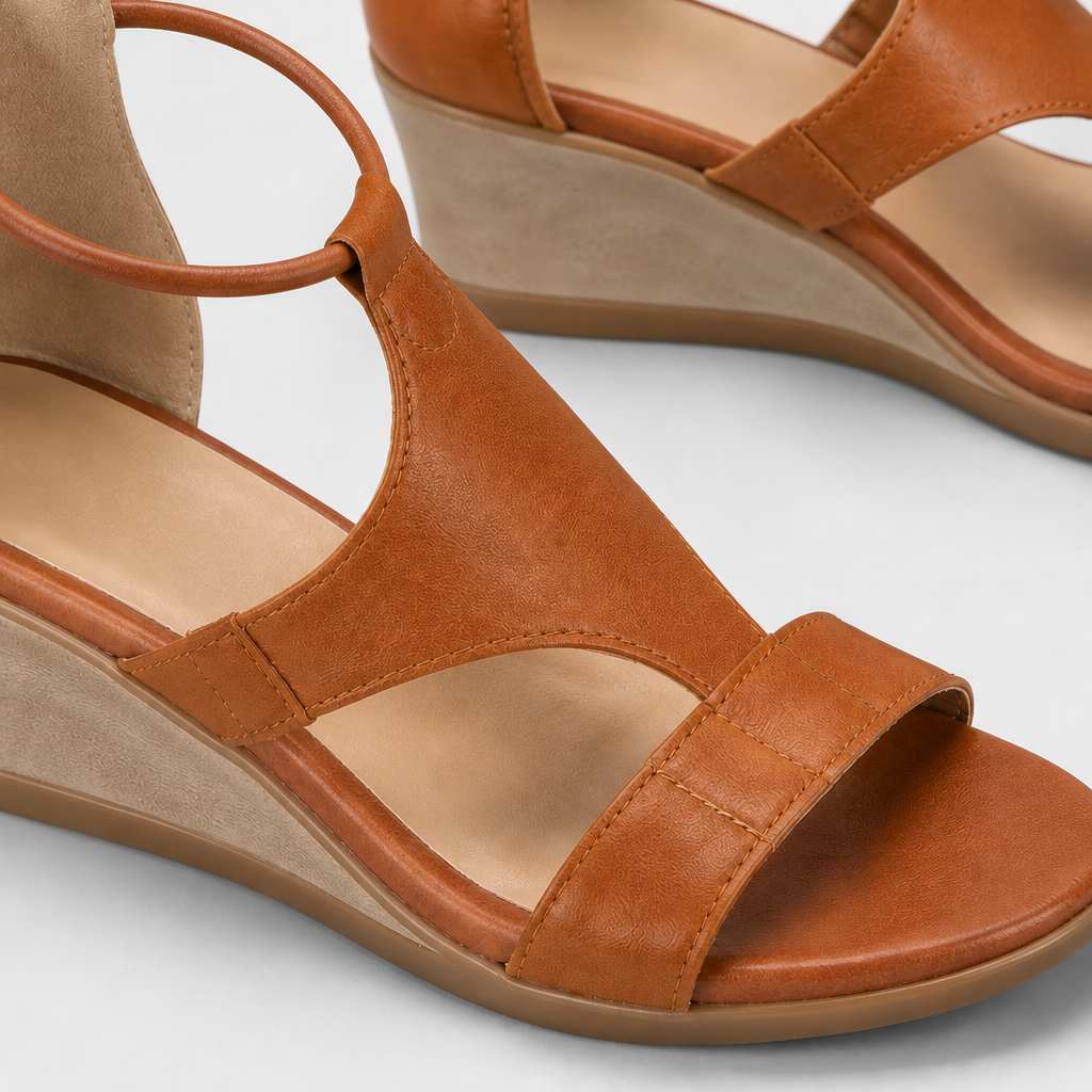 June Open-Toe Wedge Sandals