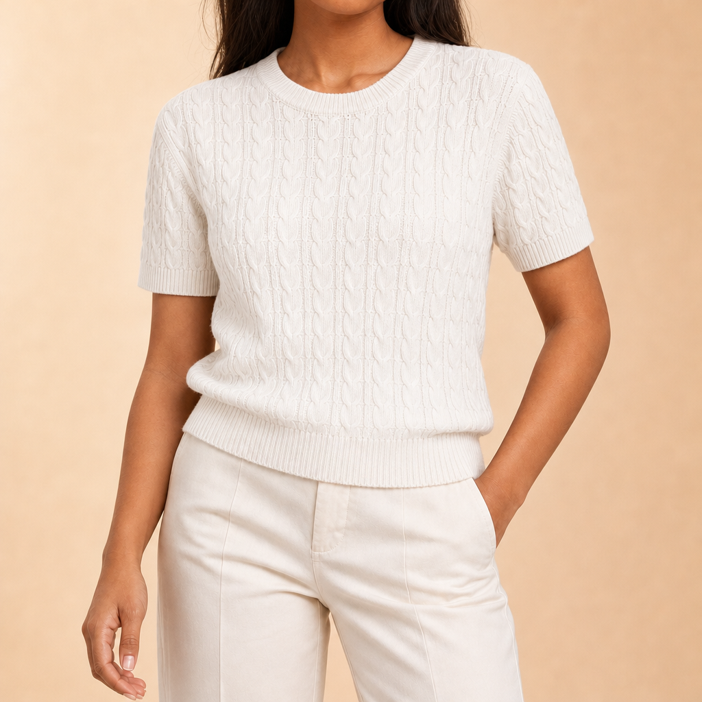 Bonnie Short Sleeve Cable Knit Sweater
