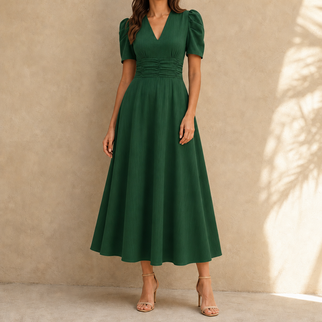 Hazel Ruched Midi Dress