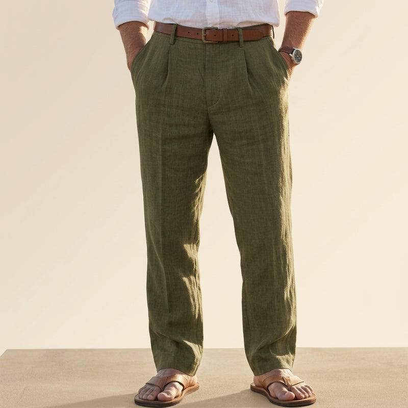 Terrence Pleated Linen Blend Pants