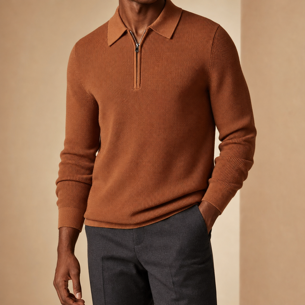 Byron Waffle Knit Quarter-Zip Sweater