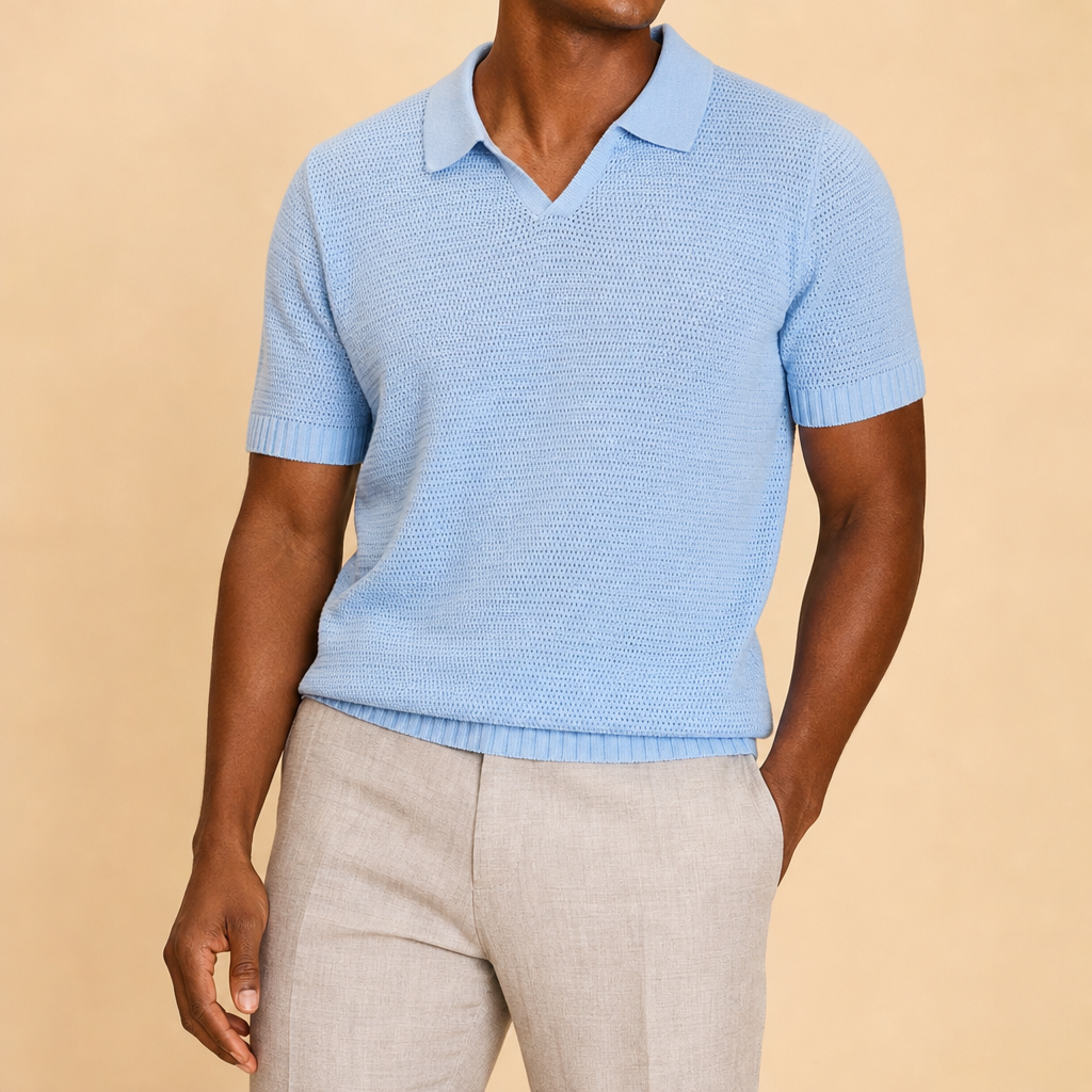 Vance Open-Knit Polo Shirt