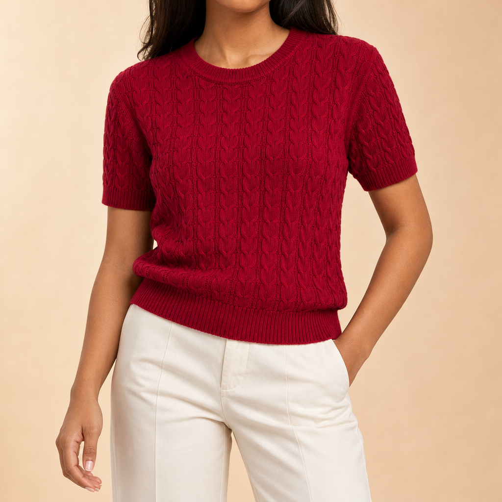 Bonnie Short Sleeve Cable Knit Sweater