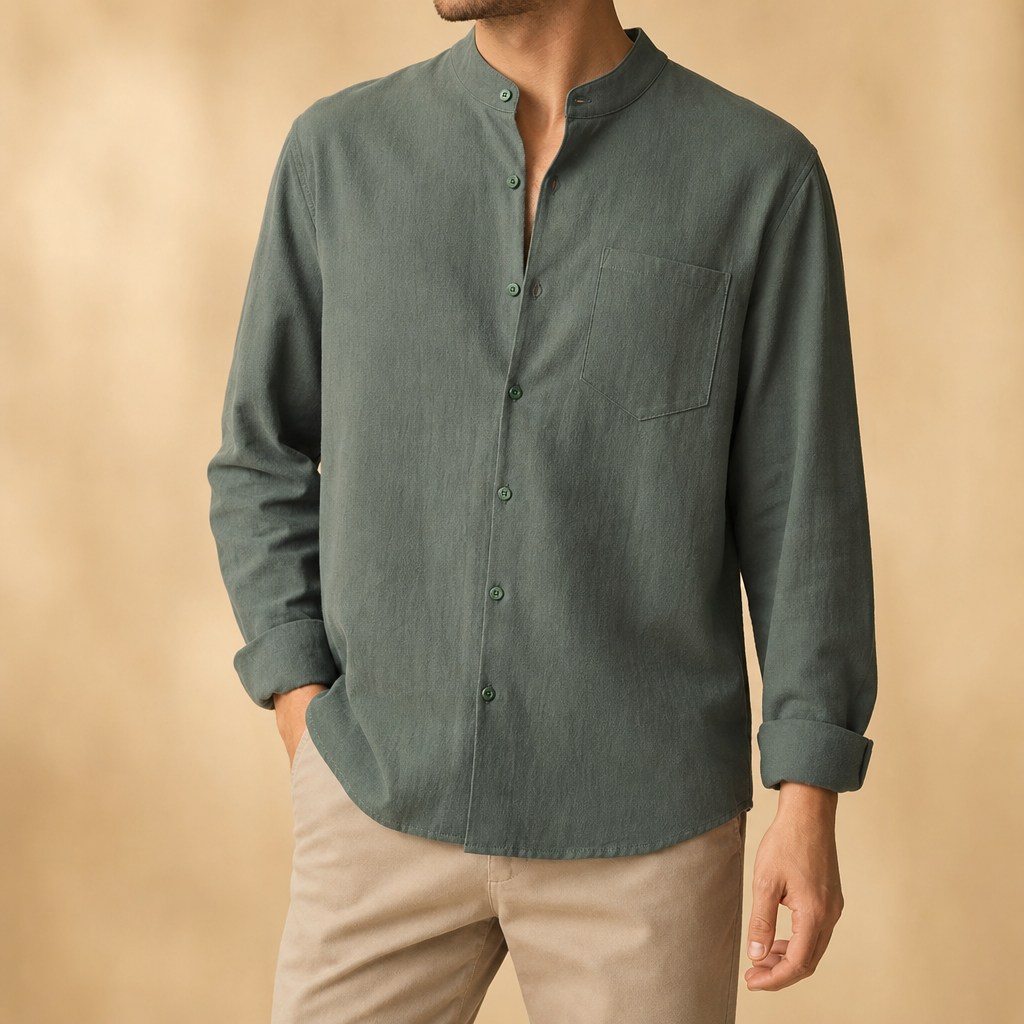 Lyle Band Collar Linen Shirt