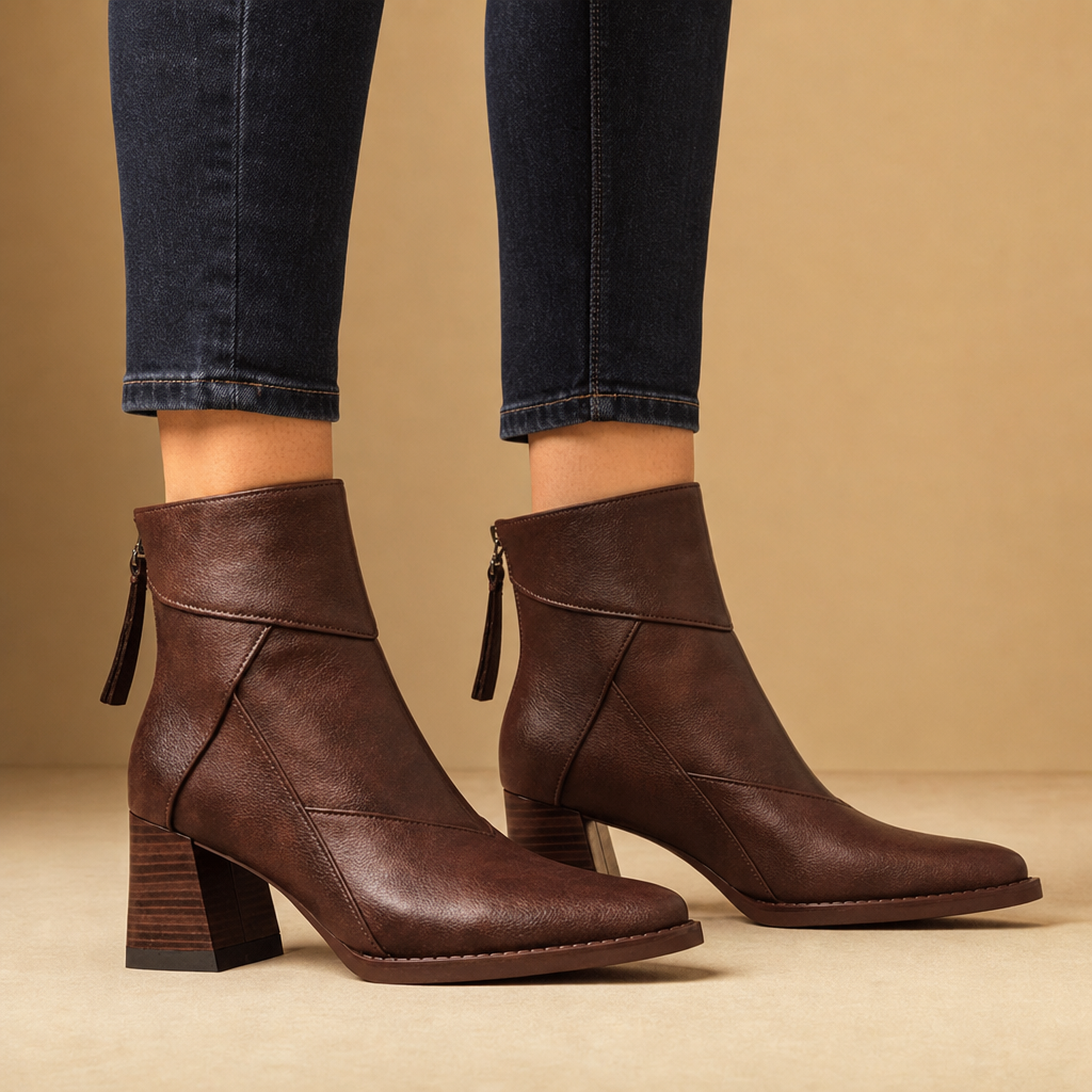 Valerie Panelled Heeled Ankle Boots