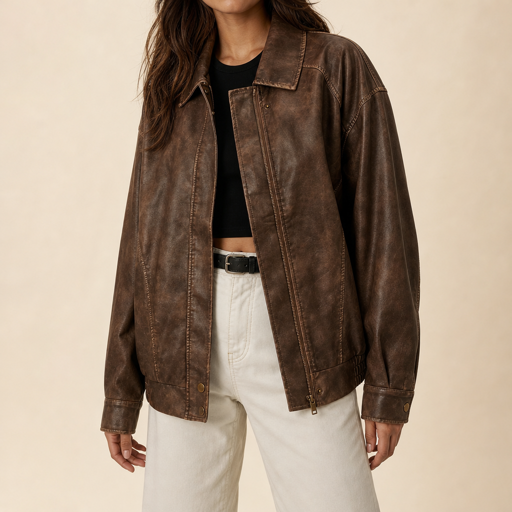 Miriam Oversized Leather Jacket