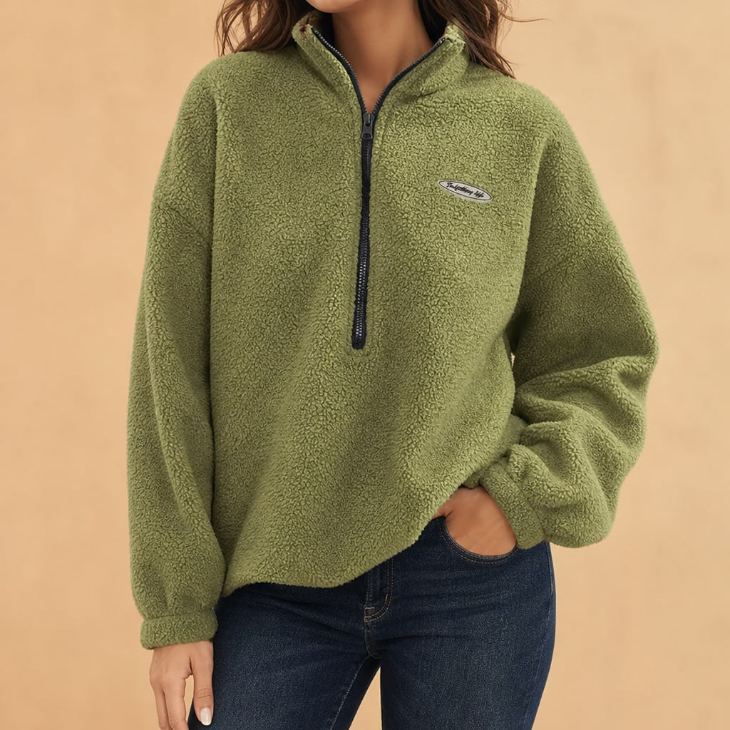 Veronica Textured Quarter-Zip Sweatshirt