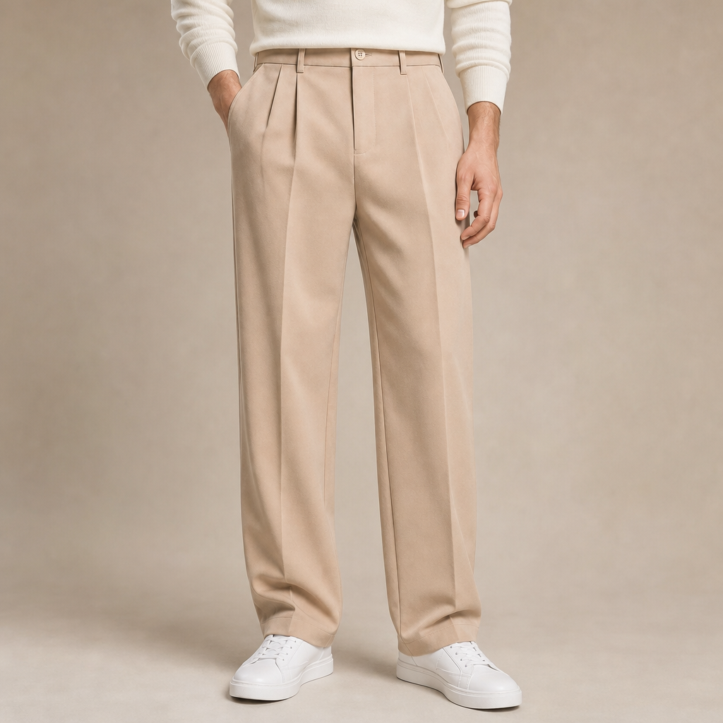 Thaddeus Pleated Straight-Leg Trousers