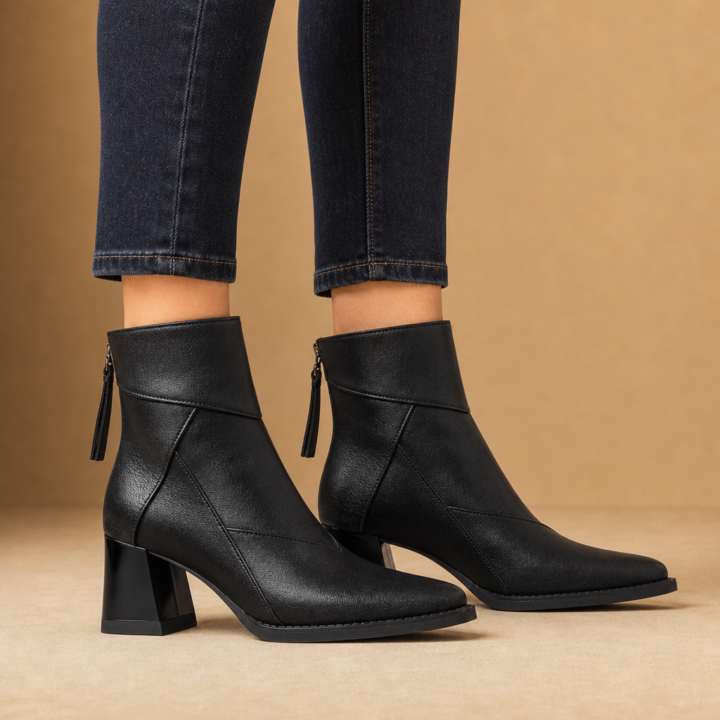 Valerie Panelled Heeled Ankle Boots