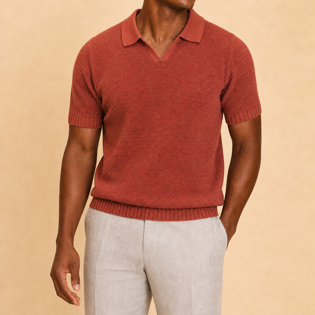 Vance Open-Knit Polo Shirt