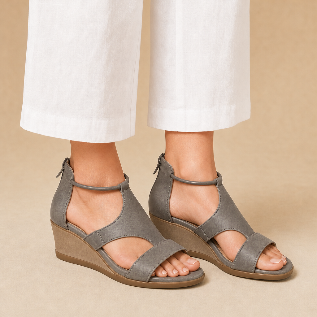 June Open-Toe Wedge Sandals