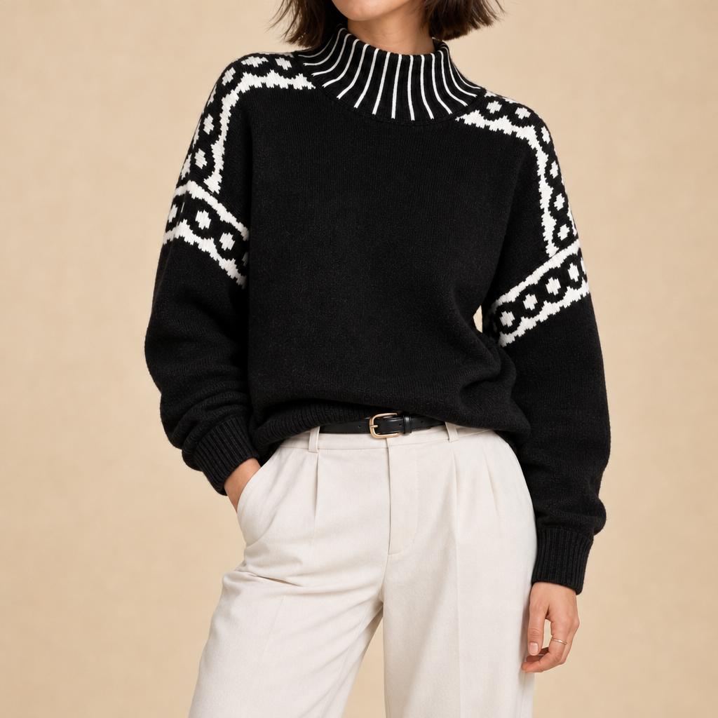 Flora Mock Neck Knit Sweater