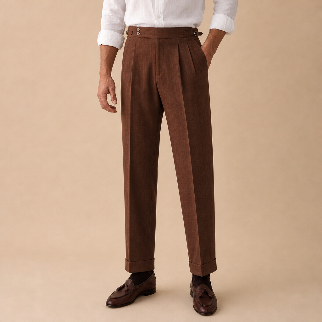 Emmett High-Waisted Pleated Trousers