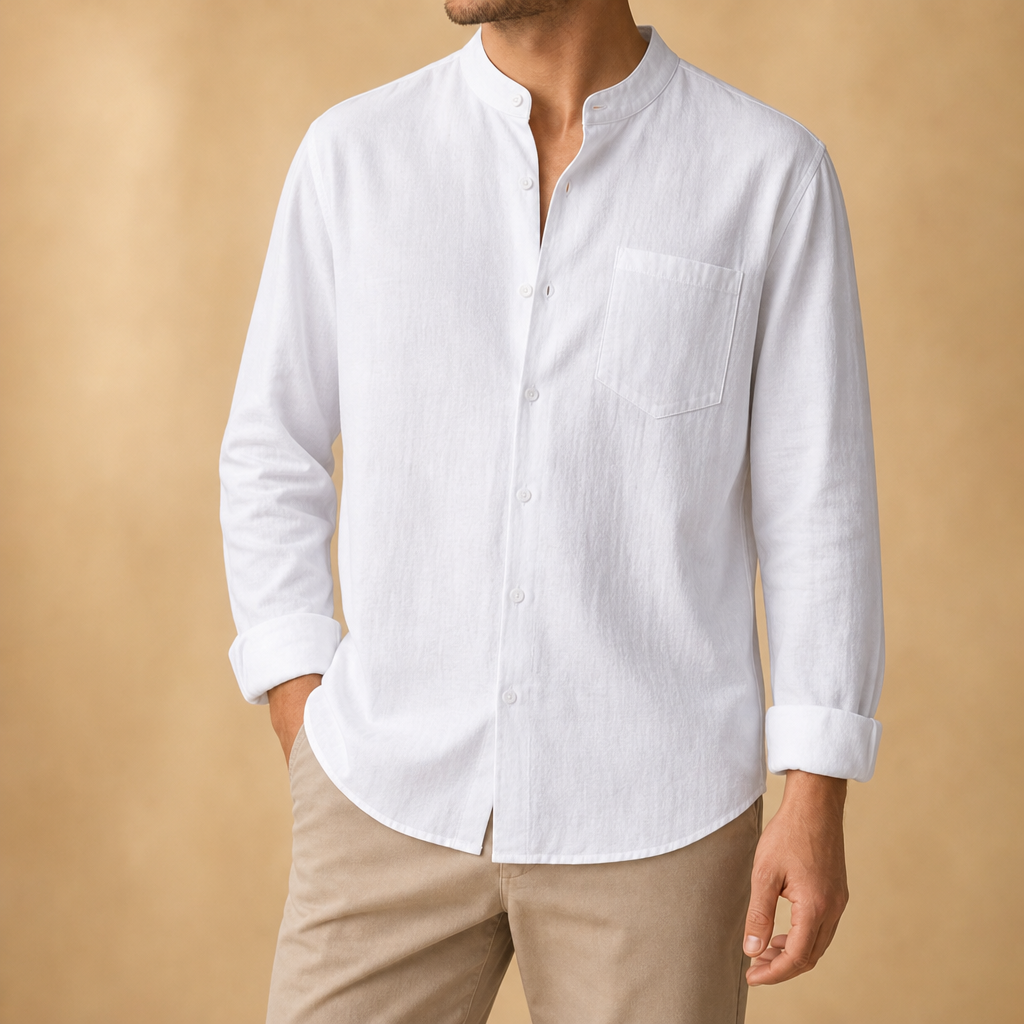 Lyle Band Collar Linen Shirt