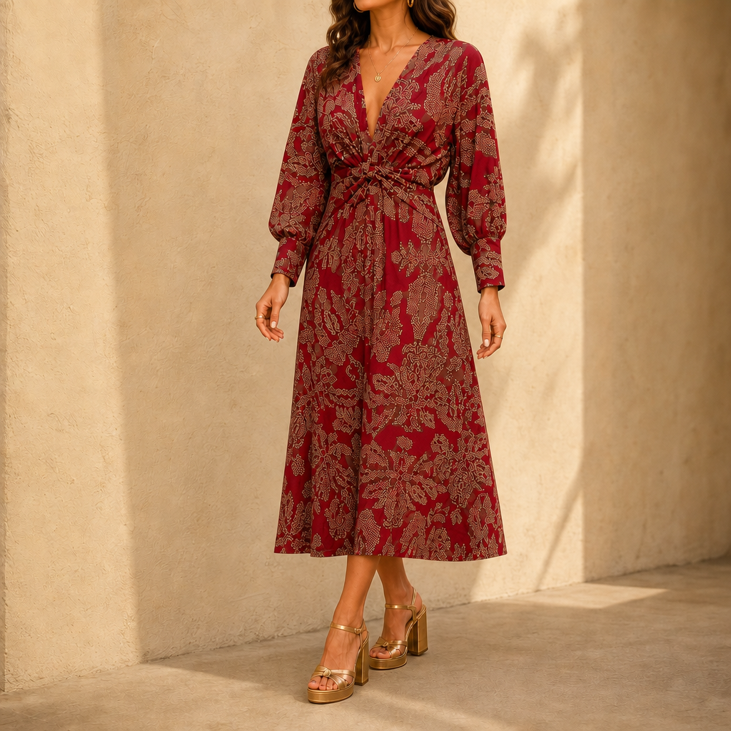 Gloria Twist-Front Midi Dress