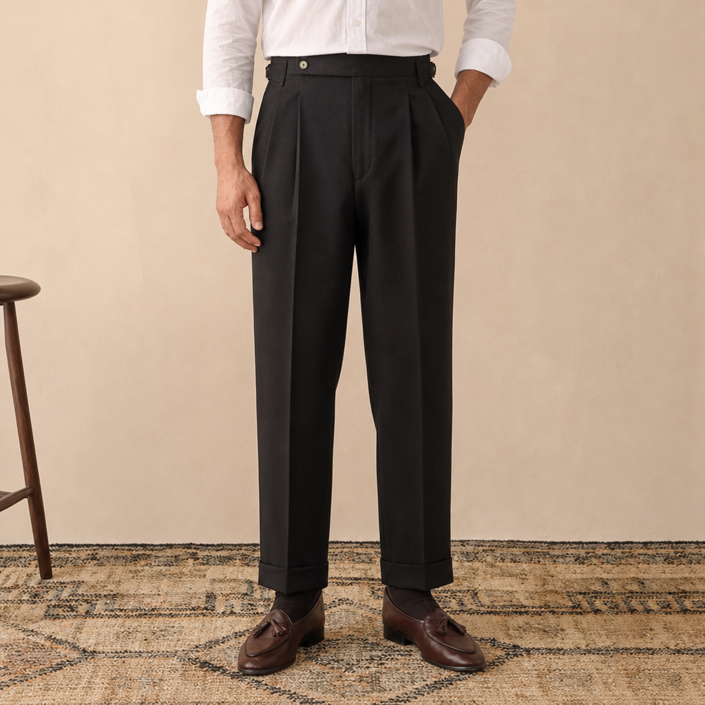 Emmett High-Waisted Pleated Trousers