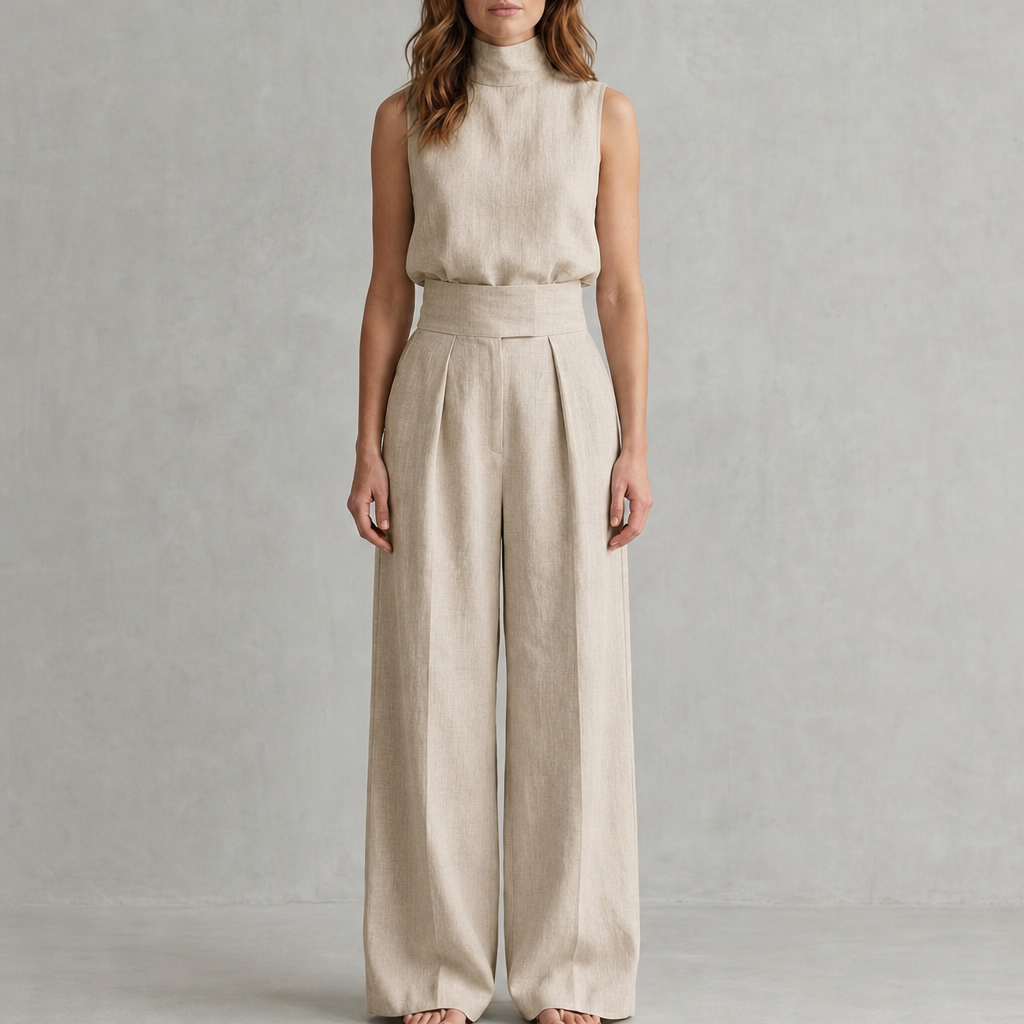 Priscilla Pleated Wide Leg Pant Set