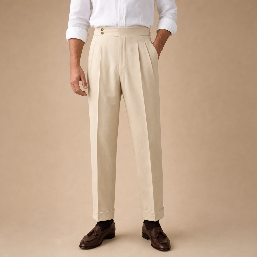 Emmett High-Waisted Pleated Trousers