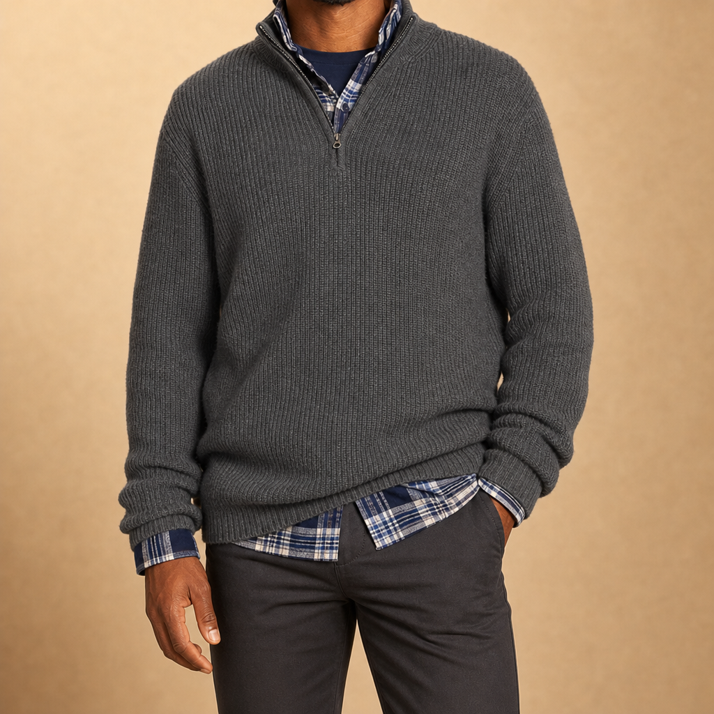Alden Ribbed Quarter-Zip Sweater