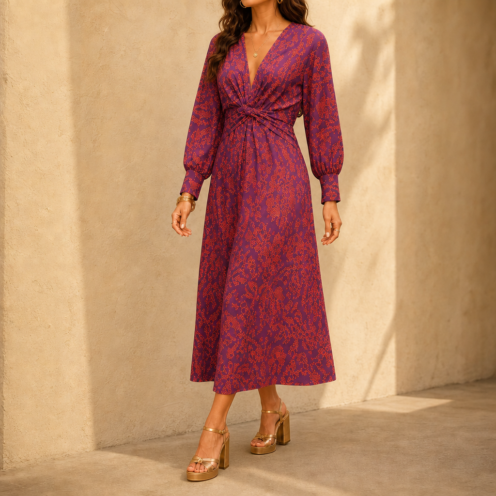 Gloria Twist-Front Midi Dress