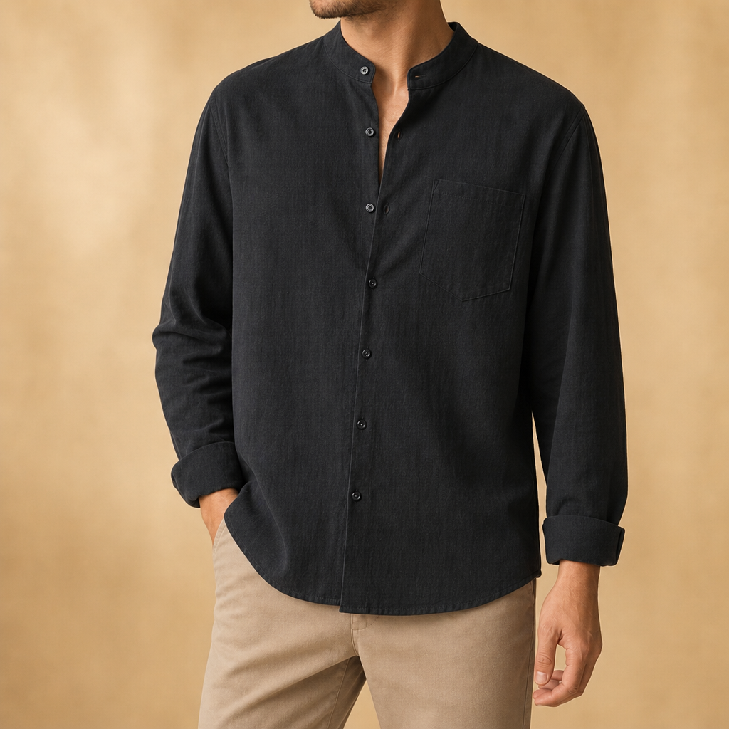 Lyle Band Collar Linen Shirt