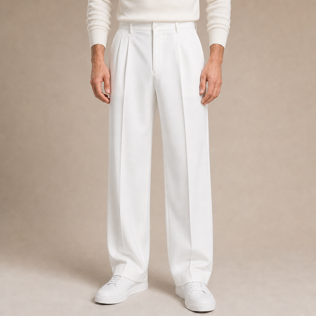 Thaddeus Pleated Straight-Leg Trousers