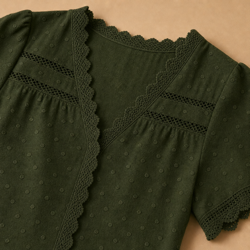 Laurel Lace Trim V-Neck Blouse