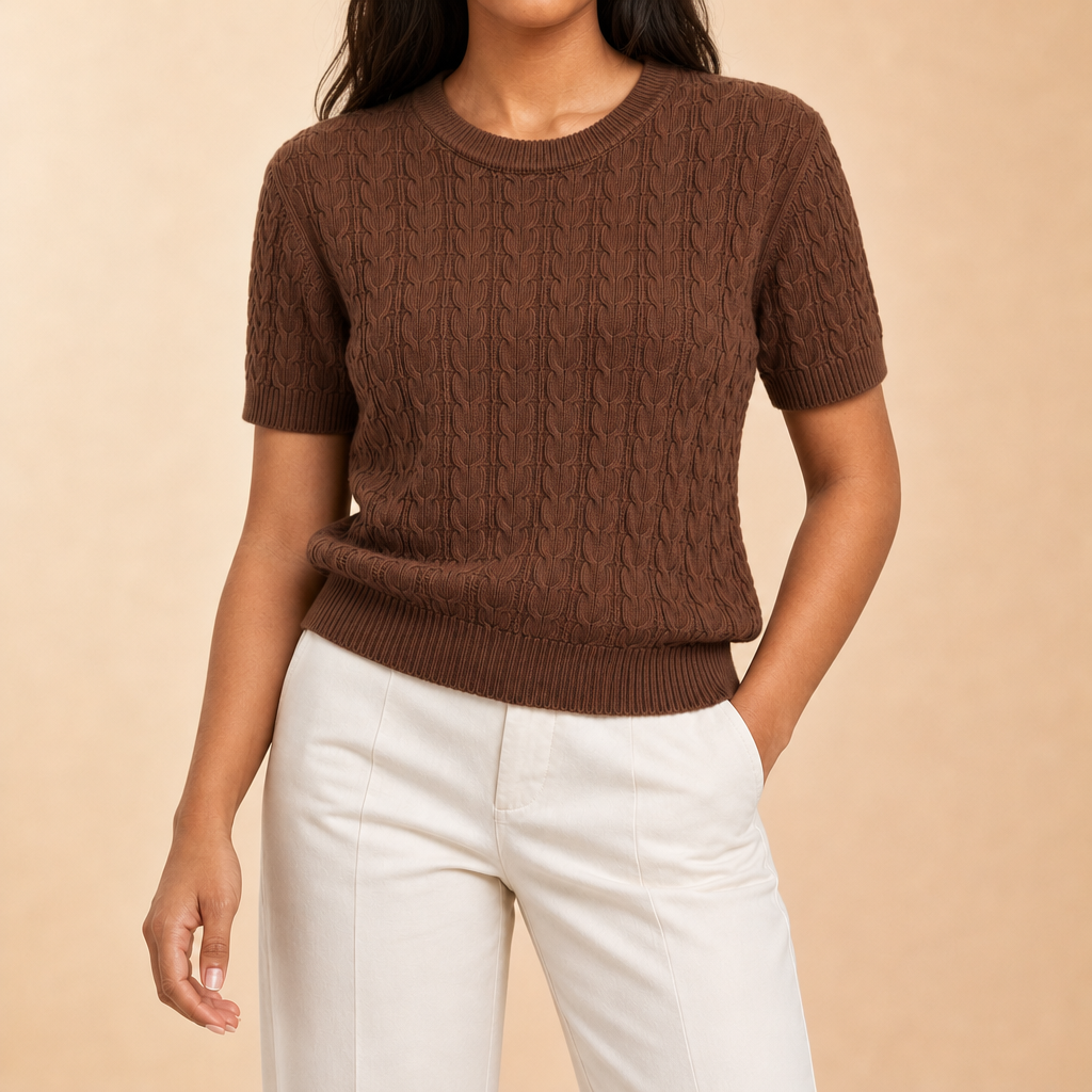 Bonnie Short Sleeve Cable Knit Sweater