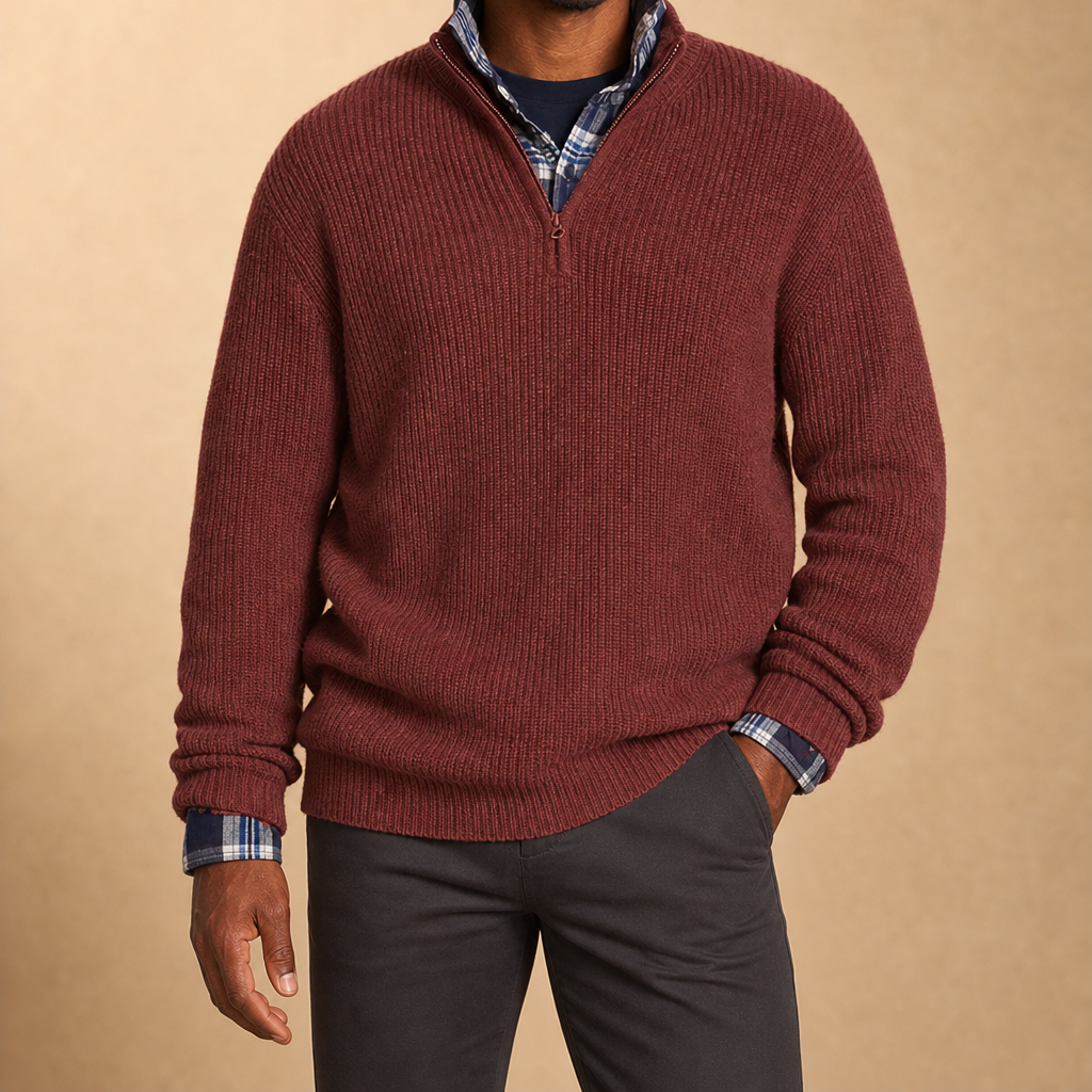 Alden Ribbed Quarter-Zip Sweater