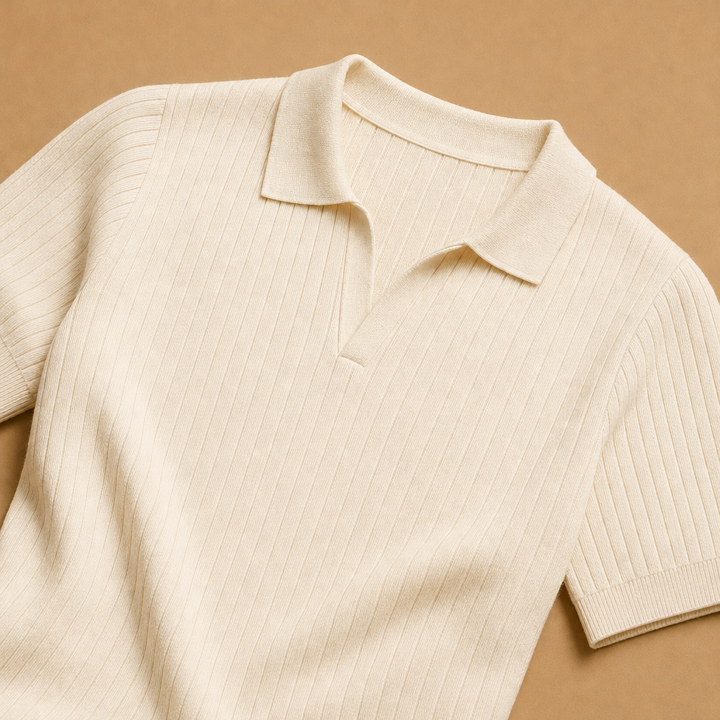 Troy Ribbed Knit Polo Shirt